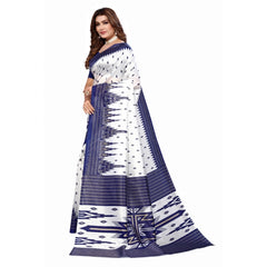 Generic Women's Art Silk Printed Saree With Unstitched Blouse (Navy Blue, 5-6 Mtrs)