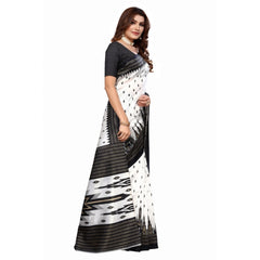 Generic Women's Art Silk Printed Saree With Unstitched Blouse (Black, 5-6 Mtrs)