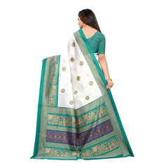 Generic Women's Art Silk Printed Saree With Unstitched Blouse (Green, 5-6 Mtrs)