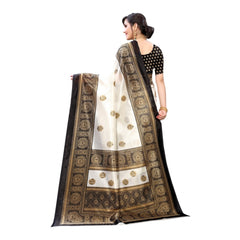 Generic Women's Art Silk Printed Saree With Unstitched Blouse (Black, 5-6 Mtrs)