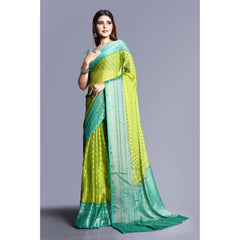 Generic Women's Viscose Rayon Printed Saree With Unstitched Blouse (Green)