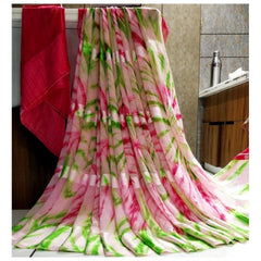 Generic Women's Sattin Patta Printed Saree With Unstitched Blouse (Pink)