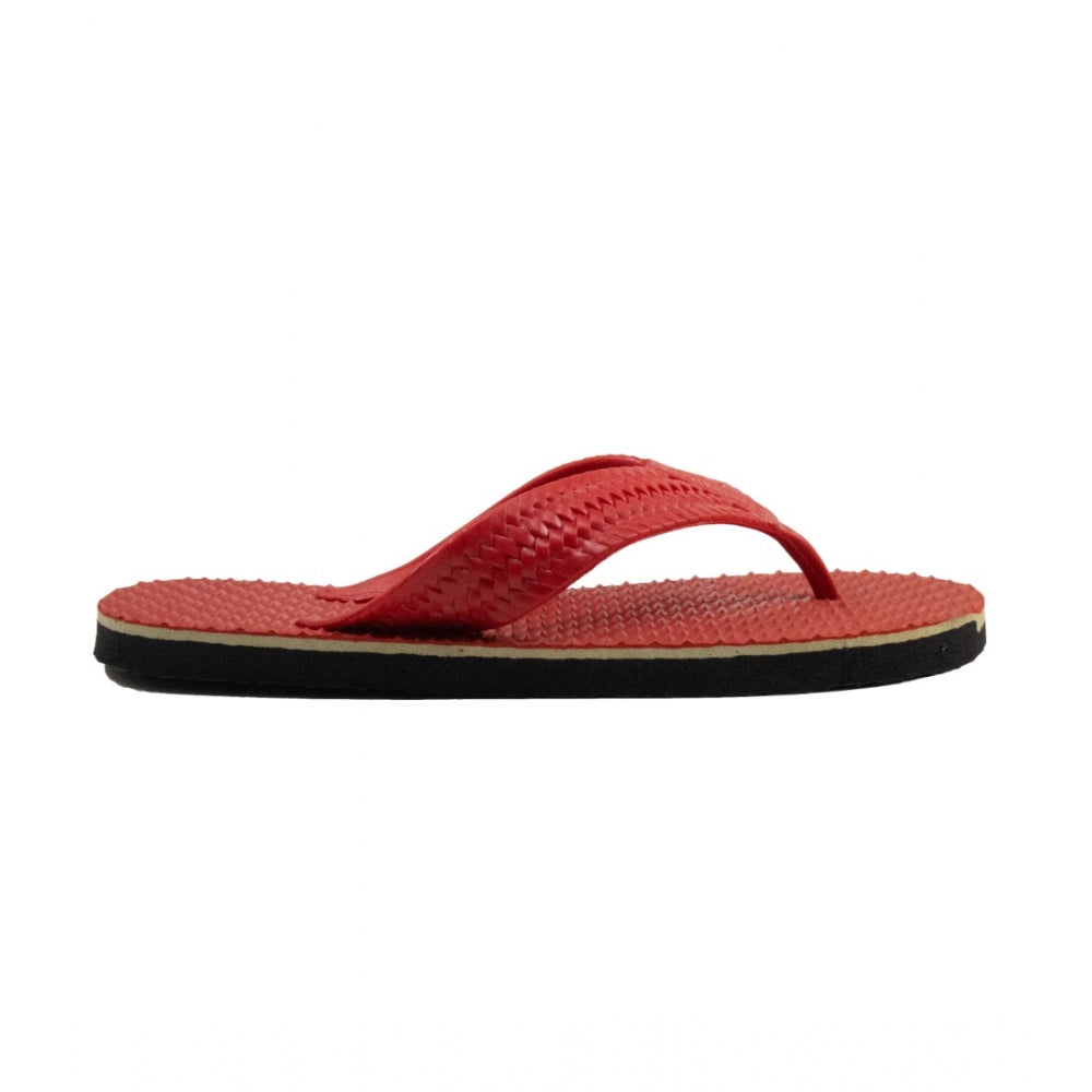 Generic Unisex Textured Lightweight Flip-Flop Hawai Slipper (Red)