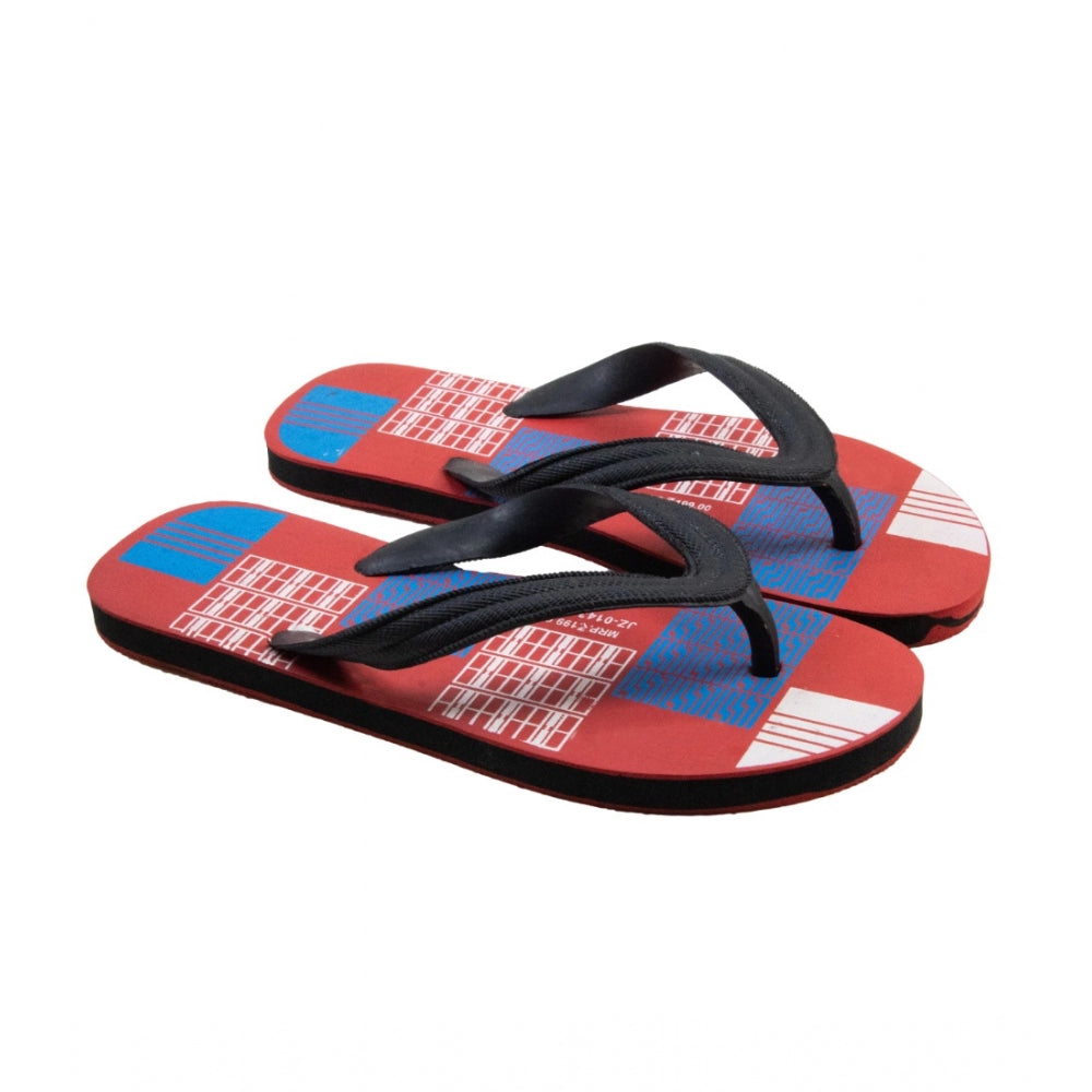 Generic Unisex Printed Lightweight Flip-Flop Hawai Slipper (Red)