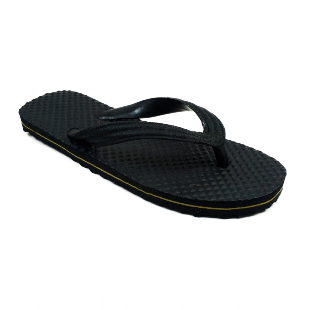 Generic Unisex Textured Lightweight Flip-Flop Hawai Slipper (Black)