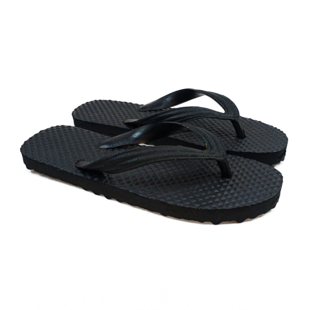 Generic Unisex Textured Lightweight Flip-Flop Hawai Slipper (Black)