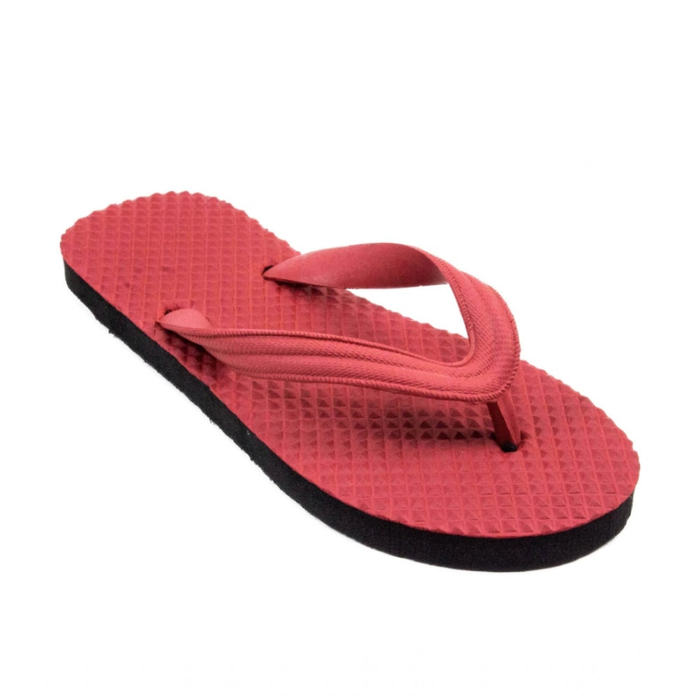 Generic Unisex Textured Lightweight Flip-Flop Hawai Slipper (Red)