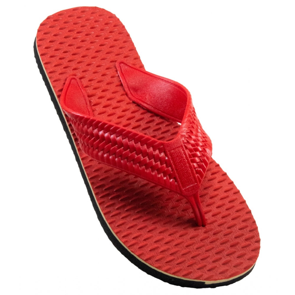 Generic Unisex Textured Lightweight Flip-Flop Hawai Slipper (Red)