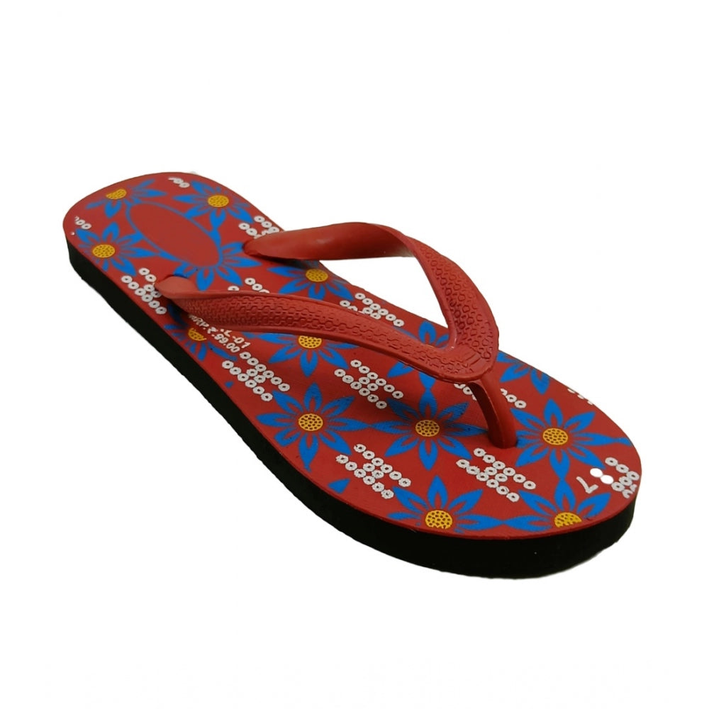 Generic Unisex Printed Lightweight Flip-Flop Hawai Slipper (Red)