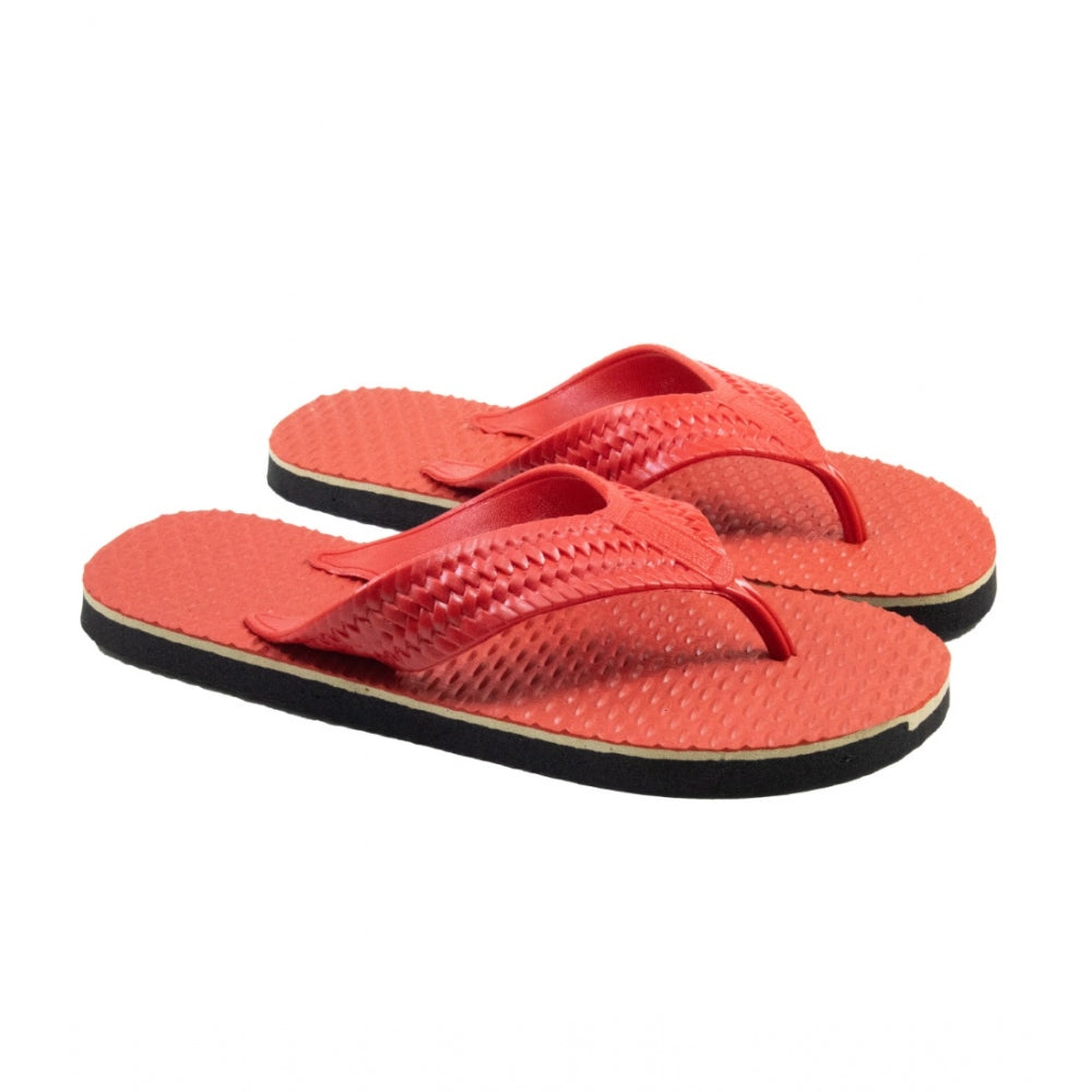 Generic Unisex Textured Lightweight Flip-Flop Hawai Slipper (Red)