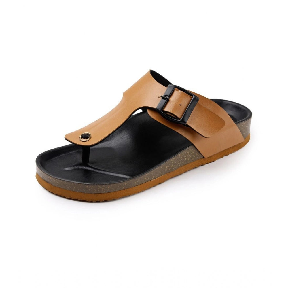 Generische Unisex-Sandalen aus Kork mit verstellbaren Schnallenriemen (Hellbraun)