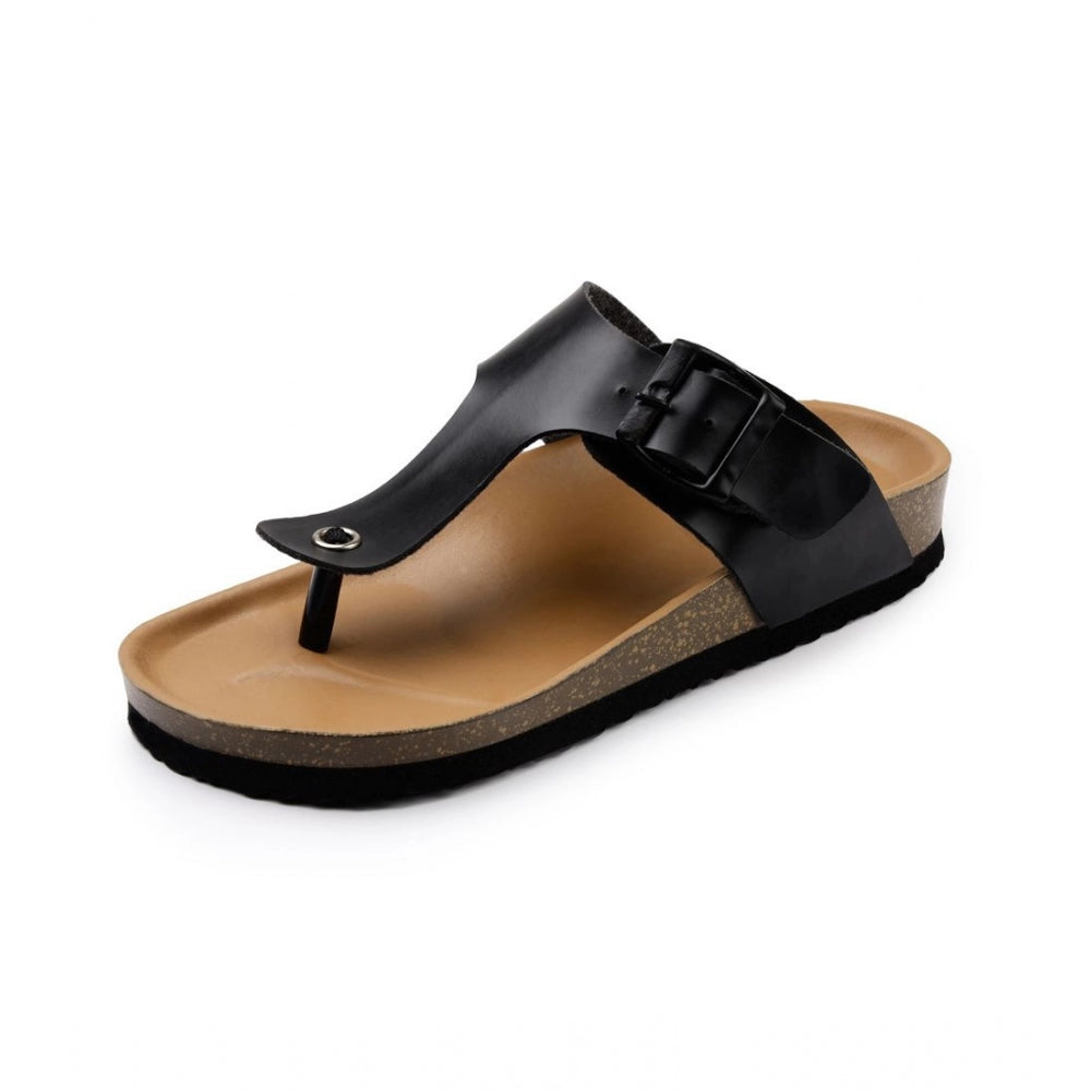 Generische Unisex-Kork-Sandalen mit verstellbaren Schnallenriemen (Schwarz)