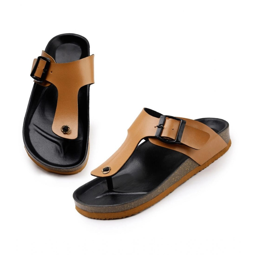 Generische Unisex-Sandalen aus Kork mit verstellbaren Schnallenriemen (Hellbraun)