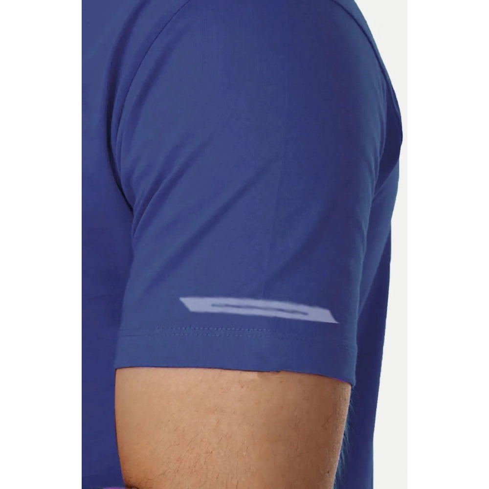 Generisches Herren-T-Shirt aus legerem, halbarmigem Polyester mit Rundhalsausschnitt (blau)