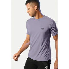 Generic Men's Casual Half sleeve Solid Polyester Crew Neck T-shirt (Lilac)