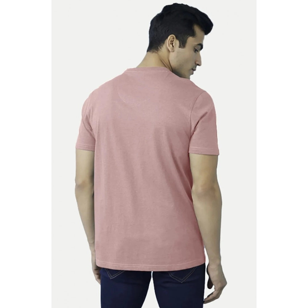 Generic Men's Casual Half sleeve Digital Printed Cotton Crew Neck T-shirt (Coral)