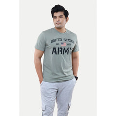 Generic Men's Casual Half sleeve Printed Cotton Crew Neck T-shirt (Grey)