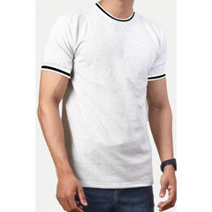 Generic Men's Casual Half sleeve Solid Polyester Crew Neck T-shirt (Ecru)