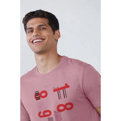 Generic Men's Casual Half sleeve Printed Cotton Crew Neck T-shirt (Pink)