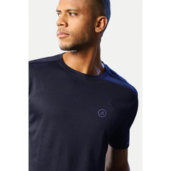 Generic Men's Casual Half sleeve Solid Polyester Crew Neck T-shirt (Navy)