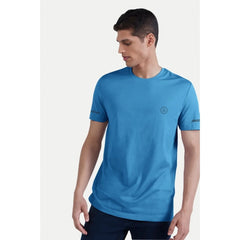 Generic Men's Casual Half sleeve Solid Polyester Crew Neck T-shirt (Light Blue)