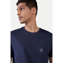 Generic Men's Casual Half sleeve Solid Polyester Crew Neck T-shirt (Navy)