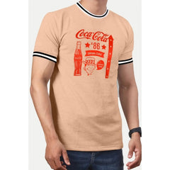 Generic Men's Casual Half sleeve Printed Cotton Crew Neck T-shirt (Coral)