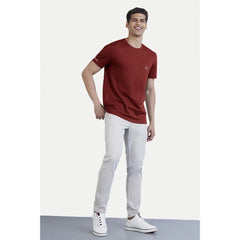 Generic Men's Casual Half sleeve Solid Polyester Crew Neck T-shirt (Maroon)