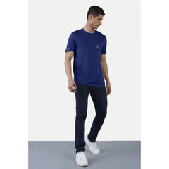 Generisches Herren-T-Shirt aus legerem, halbarmigem Polyester mit Rundhalsausschnitt (blau)