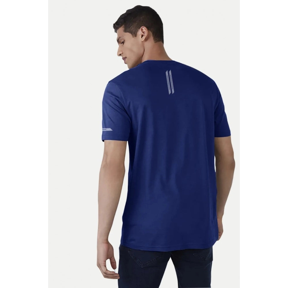 Generisches Herren-T-Shirt aus legerem, halbarmigem Polyester mit Rundhalsausschnitt (blau)