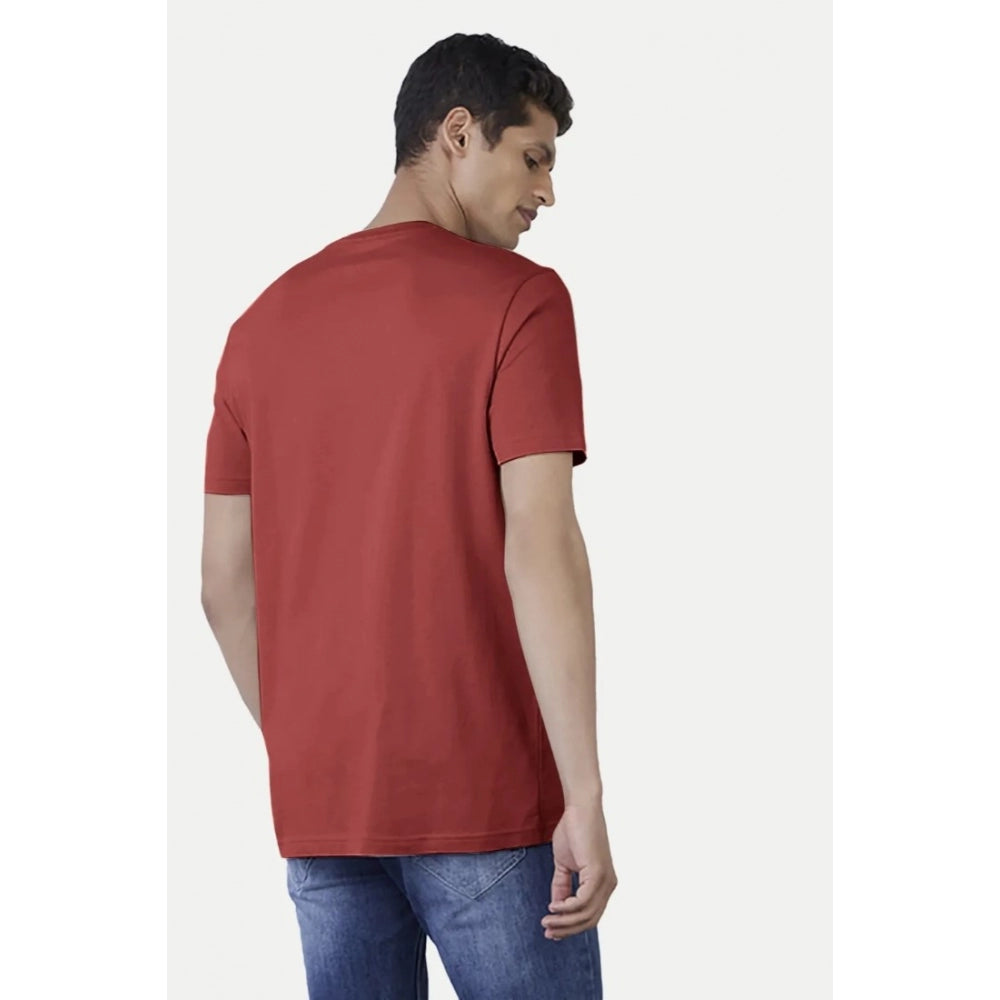 Generisches Herren-T-Shirt mit halblangen Ärmeln und Rundhalsausschnitt aus Polyester mit Aufdruck (Rot)