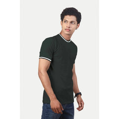 Generisches Herren-T-Shirt aus legerem, halbarmigem Polyester mit Rundhalsausschnitt (Oliv)