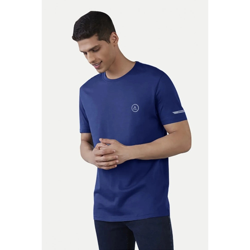 Generisches Herren-T-Shirt aus legerem, halbarmigem Polyester mit Rundhalsausschnitt (blau)