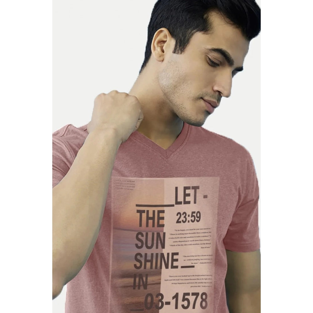 Generic Men's Casual Half sleeve Digital Printed Cotton Crew Neck T-shirt (Coral)