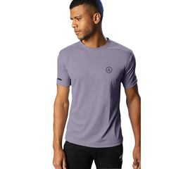 Generic Men's Casual Half sleeve Solid Polyester Crew Neck T-shirt (Lilac)