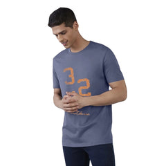 Generic Men's Casual Half sleeve Printed Cotton Crew Neck T-shirt (Blue)