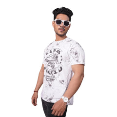 Generic Men's Casual Half sleeve Printed Cotton Crew Neck T-shirt (White)