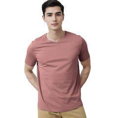 Generic Men's Casual Half sleeve Solid Cotton V Neck T-shirt (Onion)