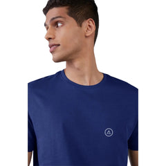 Generisches Herren-T-Shirt aus legerem, halbarmigem Polyester mit Rundhalsausschnitt (blau)