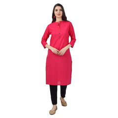 Generisches Damen-Kurti aus einfarbiger, wadenlanger Baumwolle (Rosa)