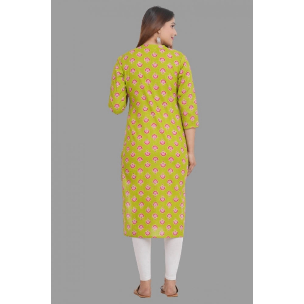 Generisches bedrucktes, wadenlanges Kurti aus Baumwolle für Damen (Grün)