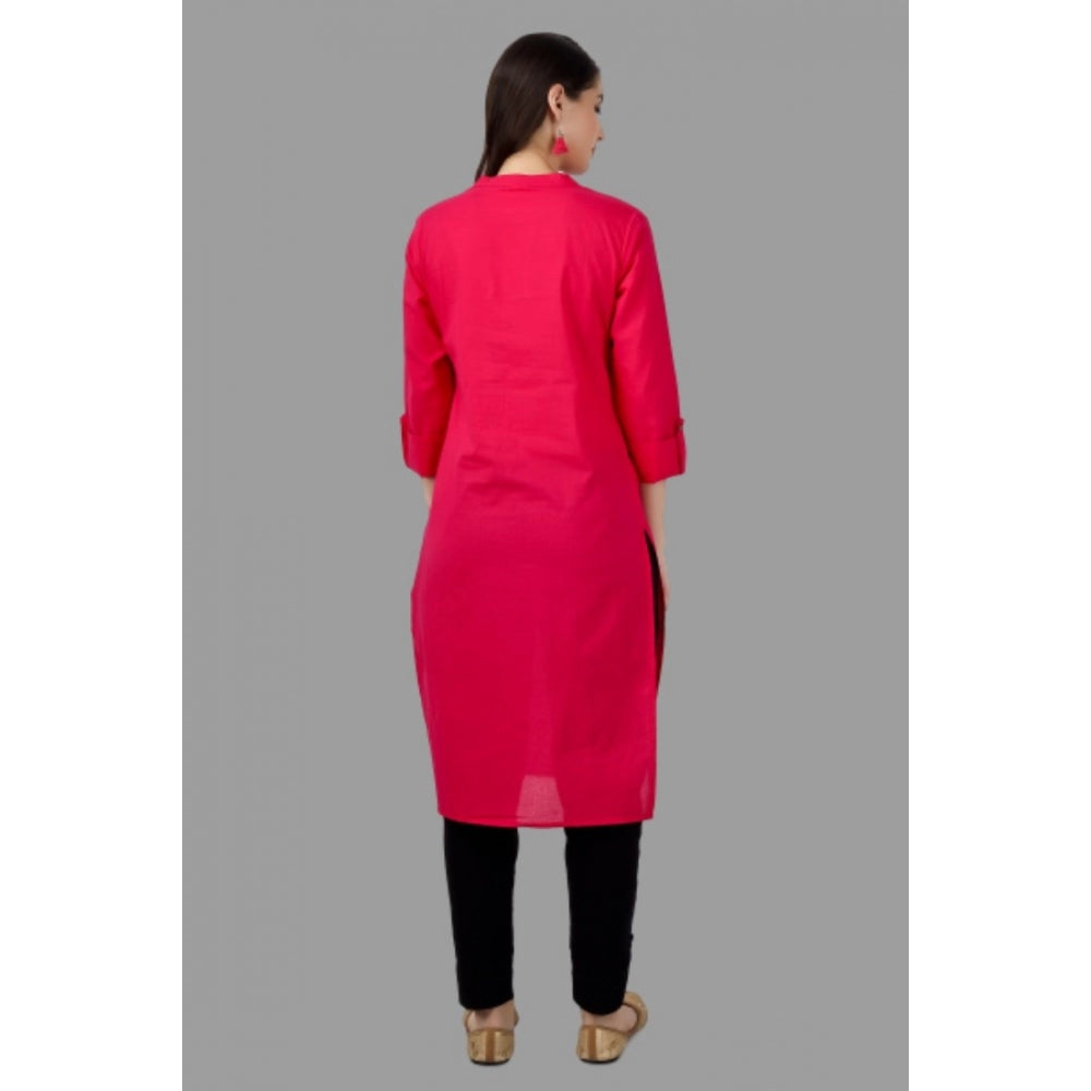 Generisches Damen-Kurti aus einfarbiger, wadenlanger Baumwolle (Rosa)