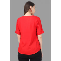 Generic Women's Solid Short Length Rayon Tunic Top (Red)