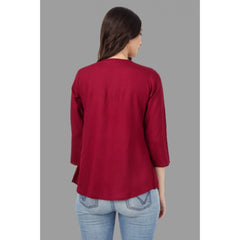 Generic Women's Embroidered Short Length Rayon Tunic Top (Maroon)