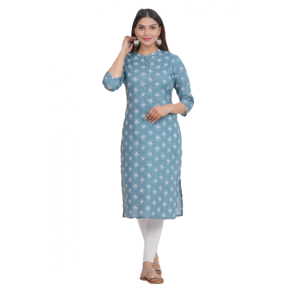 Generisches bedrucktes, wadenlanges Kurti aus Baumwolle für Damen (Grau)