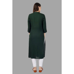 Generic Women's Solid Calf Length Rayon Kurti (Green)