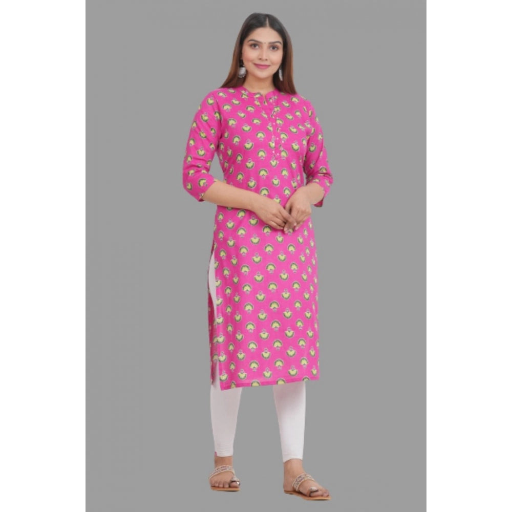 Generisches bedrucktes, wadenlanges Kurti aus Baumwolle für Damen (Pink)