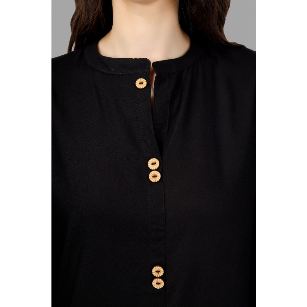 Generisches Damen-Kurti aus einfarbiger Viskose, wadenlang (schwarz)