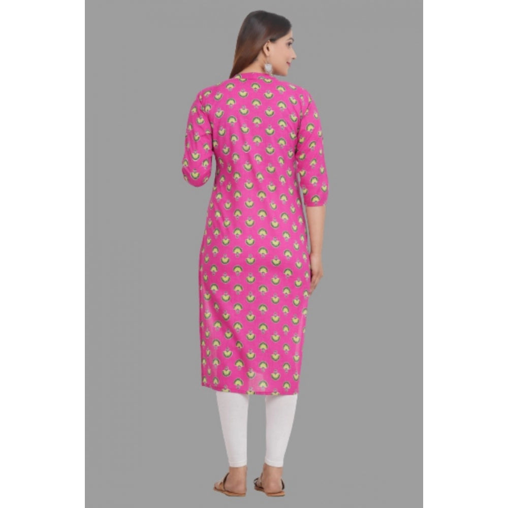 Generisches bedrucktes, wadenlanges Kurti aus Baumwolle für Damen (Pink)