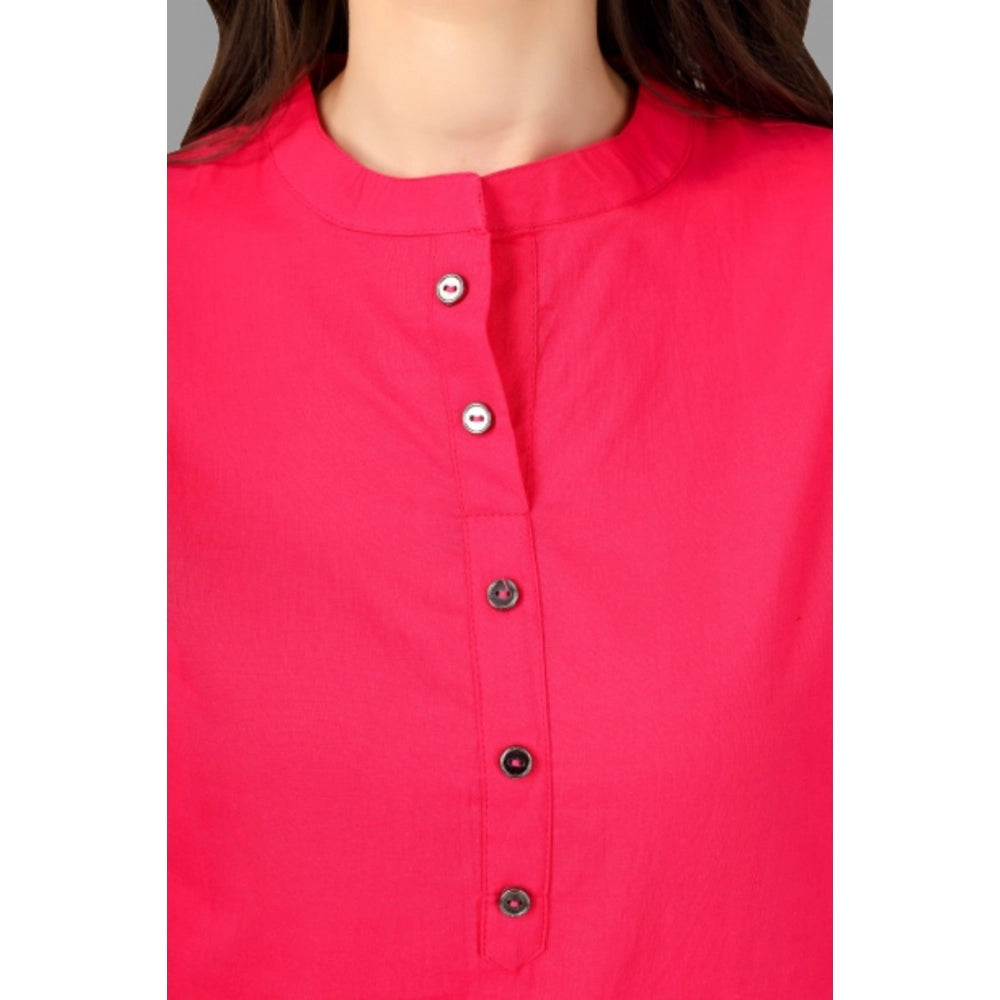 Generisches Damen-Kurti aus einfarbiger, wadenlanger Baumwolle (Rosa)